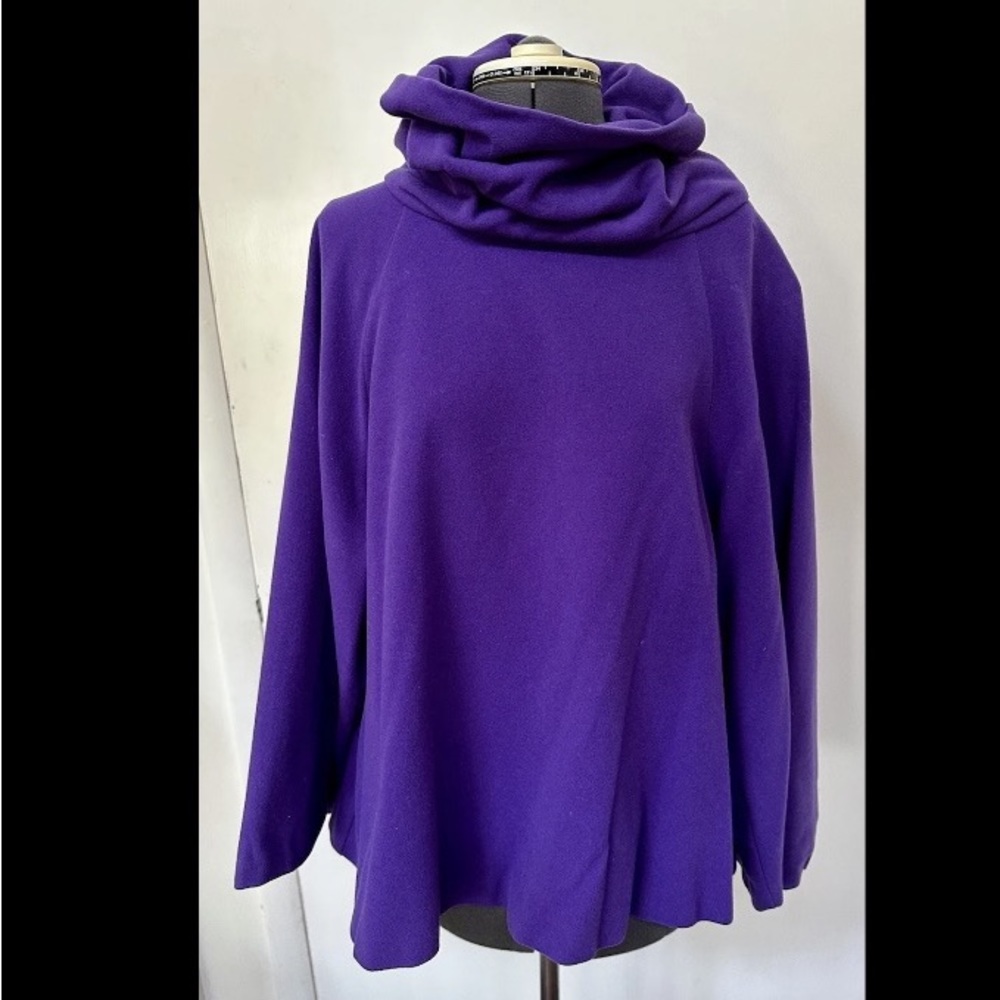 VINTAGE 1990s BYBLOS LADIES CASHMERE WOOL PURPLE SWING TOP COWL NECK EU 40 L